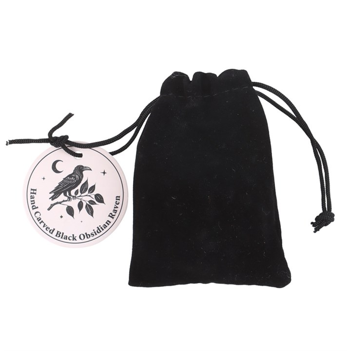 Black Obsidian Raven Ornament in a Bag