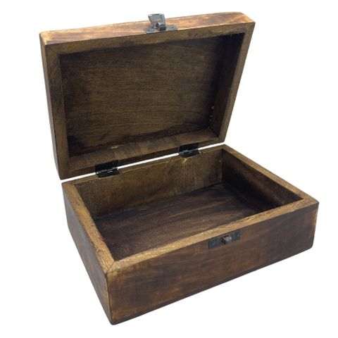 Large Ceramic Glazed Wood Box - 20x15x7.5cm - Trad-Pattern
