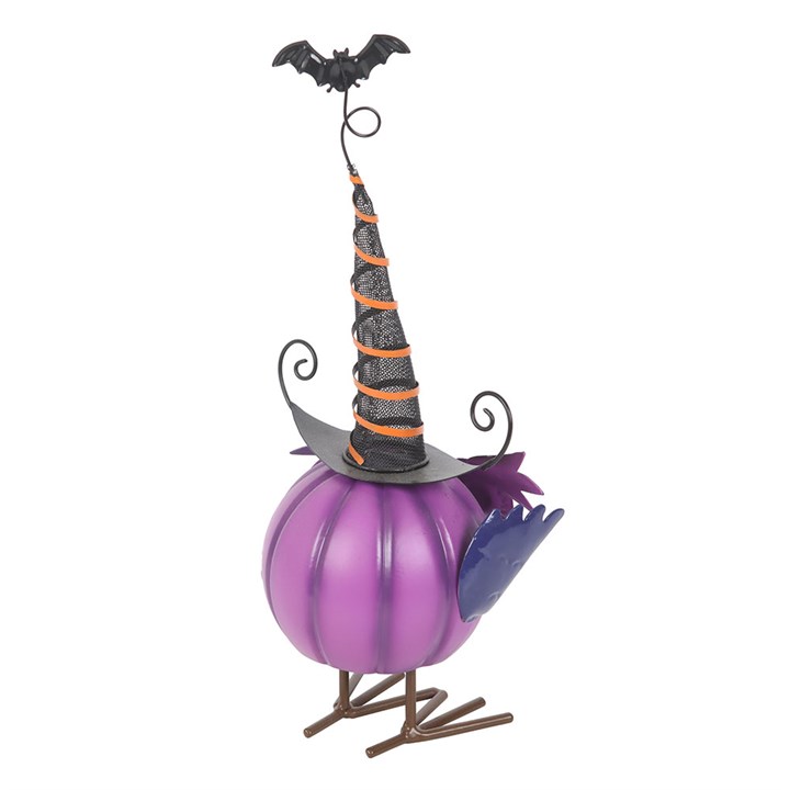 Ditsy- Purple Metal Owl Ornament with Witch Hat