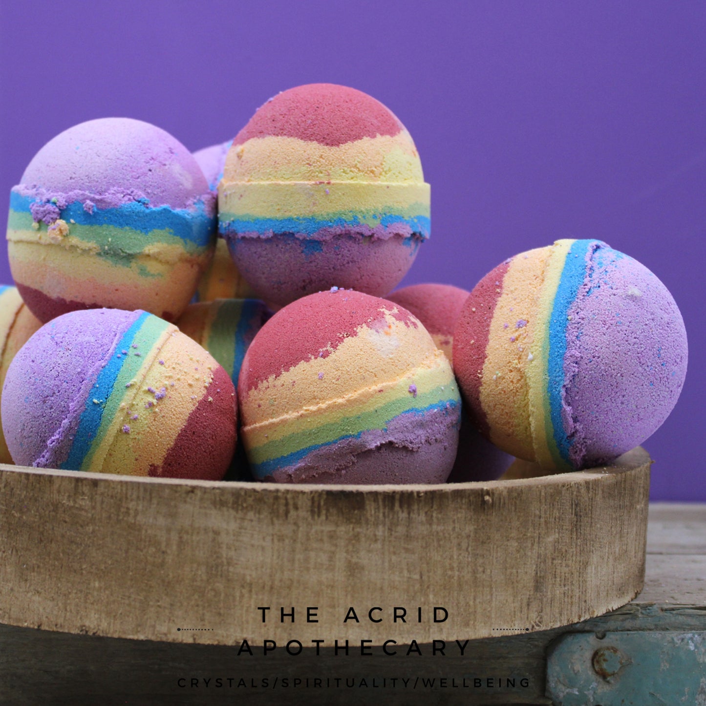 2x Rainbow Bath Bombs- Fruit Salad Scent. Freshly Made Guarantee