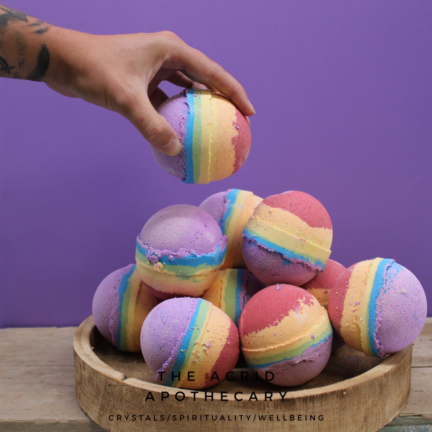 2x Rainbow Bath Bombs- Fruit Salad Scent. Freshly Made Guarantee
