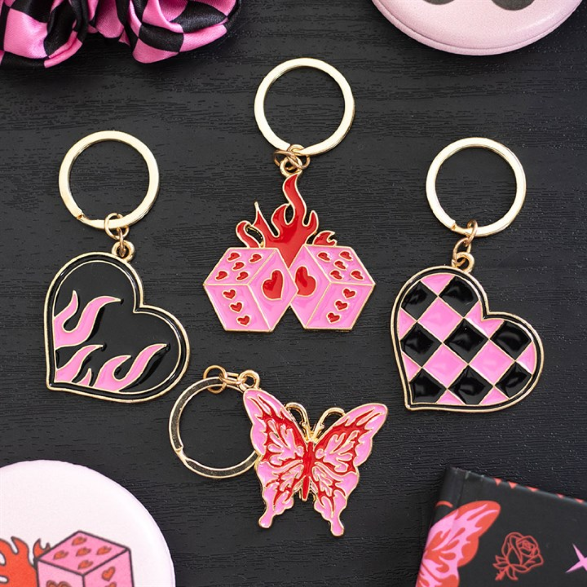 Flaming Butterfly Keyring