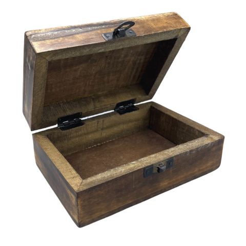 Medium Ceramic Glazed Wood Box - 15x10x6cm - Trad-Pattern