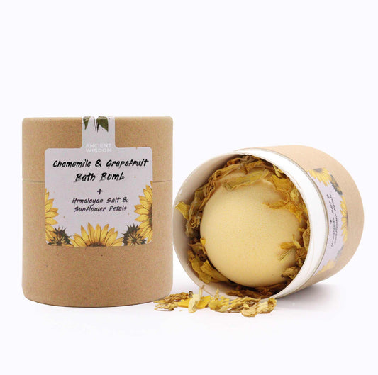 Sunflower Serenity Aromatherapy Set. Bath Bomb, Bath Salts and Lavender Petal Gift Set