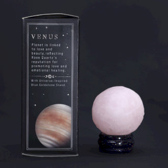 Rose Quartz Planet on a Sola Goldstone Stand (VENUS)