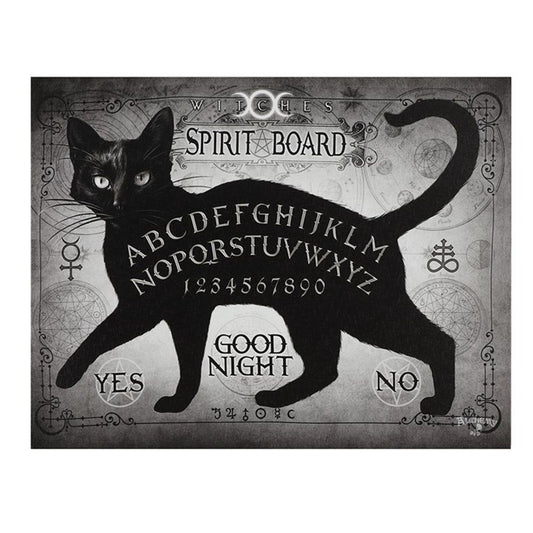 25x19cm Black Cat Spirit Board Canvas Plaque by Alchemy